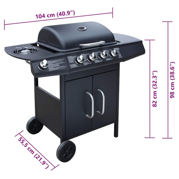 Paesini - Barbecue e Griglia a Gas 4 e fornello, Nero - immagine 8