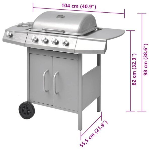 Paesini - Griglia Barbecue a Gas 4+1 Fornelli Argento - immagine 9