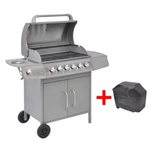 Paesini - Griglia Barbecue a Gas 6+1 Fornelli Argento