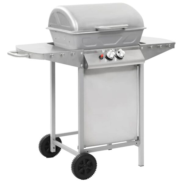 Paesini - Barbecue a Gas con Griglia 2 Fornelli Argento Acciaio Inox
