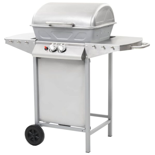 Paesini - Barbecue a Gas con Griglia 2 Fornelli Argento Acciaio Inox - immagine 2