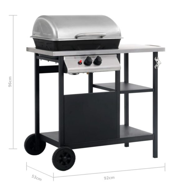 Paesini - Barbecue e Griglia a Gas a 3 Ripiani Tavolinetto Nero e Argento - immagine 8