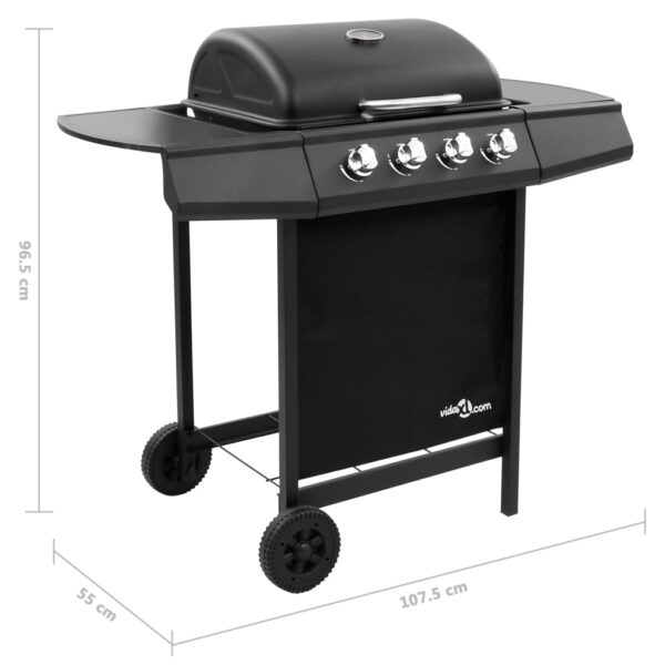 Paesini - Griglia Barbecue a Gas con 4 Bruciatori Nera - immagine 7